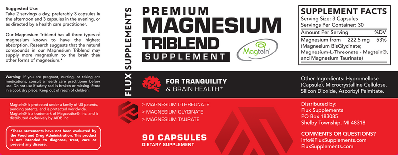 Load image into Gallery viewer, Flux Supplements Magnesium Triblend Label