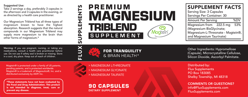 Load image into Gallery viewer, Flux Supplements Magnesium Triblend Label
